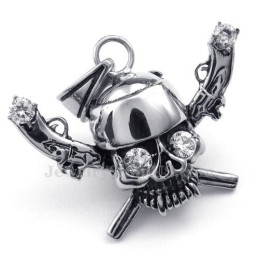 Collana Con Ciondolo A Forma Di Teschio Pirata In Titanio (Catena Libera)