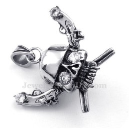 Collana Con Ciondolo A Forma Di Teschio Pirata In Titanio (Catena Libera)