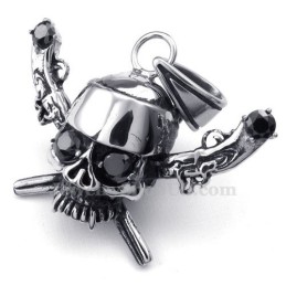 Collana Con Ciondolo Teschio Pirata In Titanio Di Alta Qualità (Catena Gratuita)