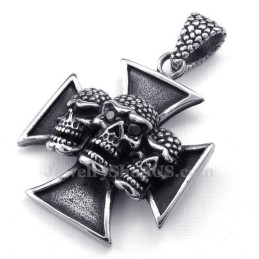 Collana Con Ciondolo A Forma Di Teschio In Titanio Con Croce (Catena Gratuita)