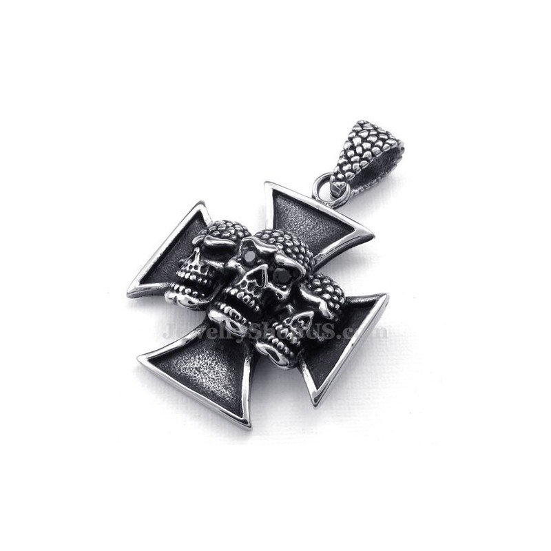 Collana Con Ciondolo A Forma Di Teschio In Titanio Con Croce (Catena Gratuita) Collana Con Ciondolo A Forma Di Teschio In Titanio Con Croce (Catena Gratuita)