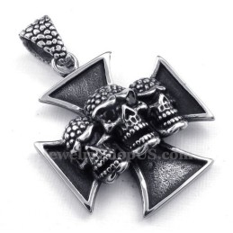 Collana Con Ciondolo A Forma Di Teschio In Titanio Con Croce (Catena Gratuita)