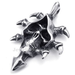 Splendida Collana Con Ciondolo A Forma Di Teschio In Titanio (Catena Gratuita)