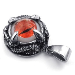 Collana Con Ciondolo In Titanio Con Occhio Di Gatto Rosso (Catena Gratuita)