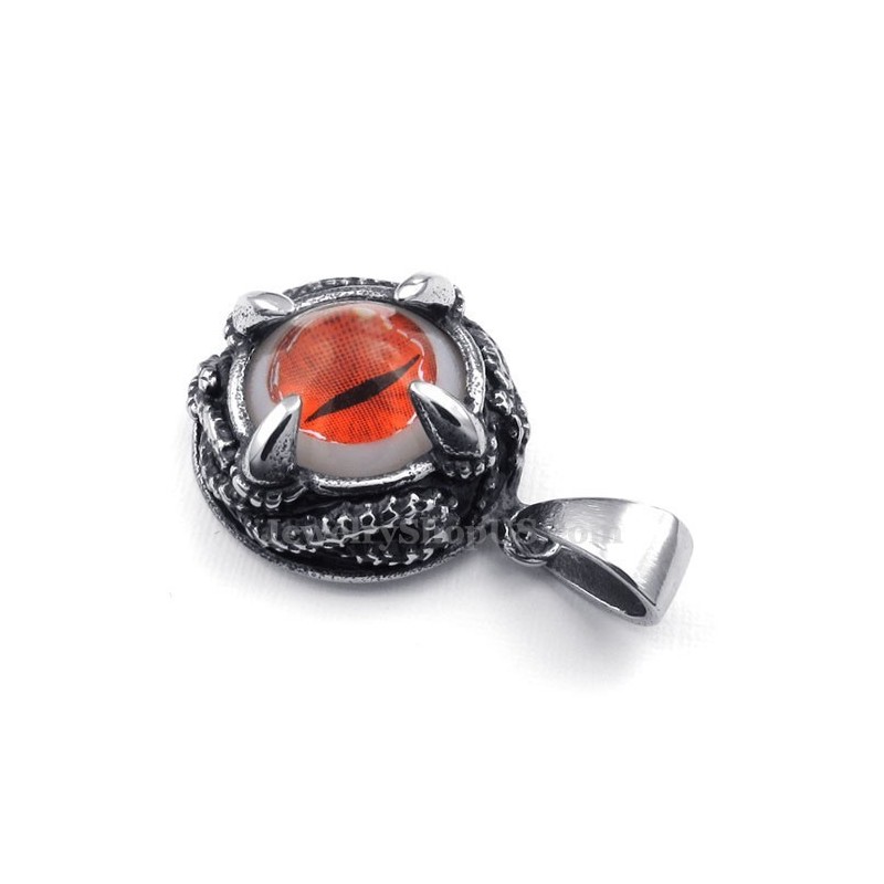 Collana Con Ciondolo In Titanio Con Occhio Di Gatto Rosso (Catena Gratuita) Collana Con Ciondolo In Titanio Con Occhio Di Gatto Rosso (Catena Gratuita)