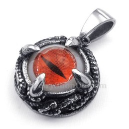 Collana Con Ciondolo In Titanio Con Occhio Di Gatto Rosso (Catena Gratuita)
