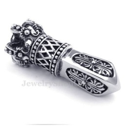 Collana Con Ciondolo A Corona Imperiale In Titanio E Zircone Rosso (Catena Libera)