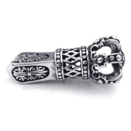 Collana Con Ciondolo A Corona Imperiale In Titanio E Zircone Rosso (Catena Libera)