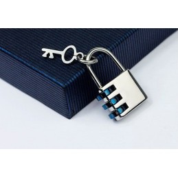 Ciondolo In Titanio Con Lucchetto E Chiave Codificata Da Uomo - Catena Gratuita