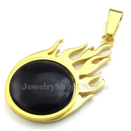 Collana Con Ciondolo A Forma Di Palla Di Fuoco In Titanio E Oro (Catena Libera)