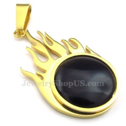 Collana Con Ciondolo A Forma Di Palla Di Fuoco In Titanio E Oro (Catena Libera)