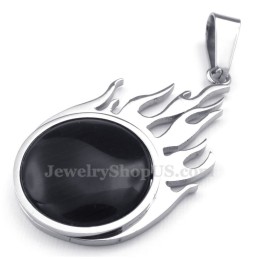 Collana Con Ciondolo A Forma Di Palla Di Fuoco In Titanio E Argento (Catena Libera)