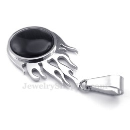 Collana Con Ciondolo A Forma Di Palla Di Fuoco In Titanio E Argento (Catena Libera)