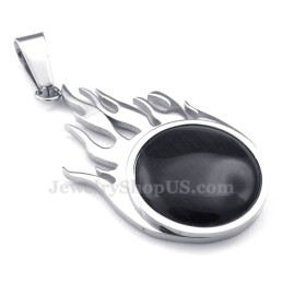 Collana Con Ciondolo A Forma Di Palla Di Fuoco In Titanio E Argento (Catena Libera)
