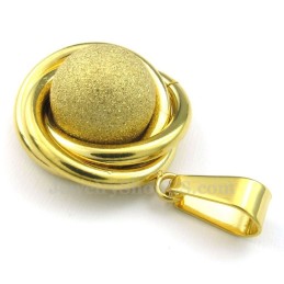 Collana Con Ciondolo In Titanio Con Sfera D'Oro (Catena Gratuita)