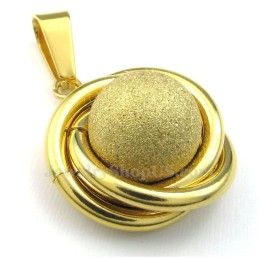 Collana Con Ciondolo In Titanio Con Sfera D'Oro (Catena Gratuita)