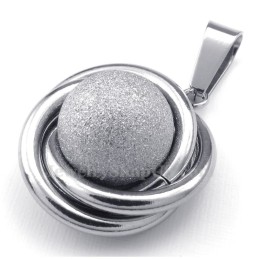 Collana Con Ciondolo A Sfera In Titanio E Argento (Catena Libera)