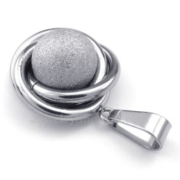 Collana Con Ciondolo A Sfera In Titanio E Argento (Catena Libera)