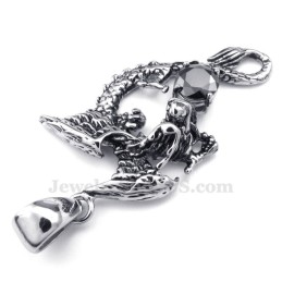 Collana Con Ciondolo Pterosauro In Titanio E Zircone Nero (Catena Libera)