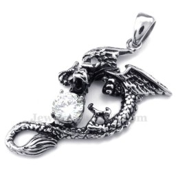 Collana Con Ciondolo Pterosauro In Titanio E Zircone Bianco (Catena Libera)