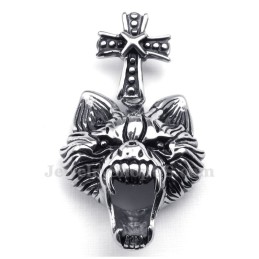 Collana Con Ciondolo A Forma Di Testa Di Lupo In Titanio (Catena Libera)