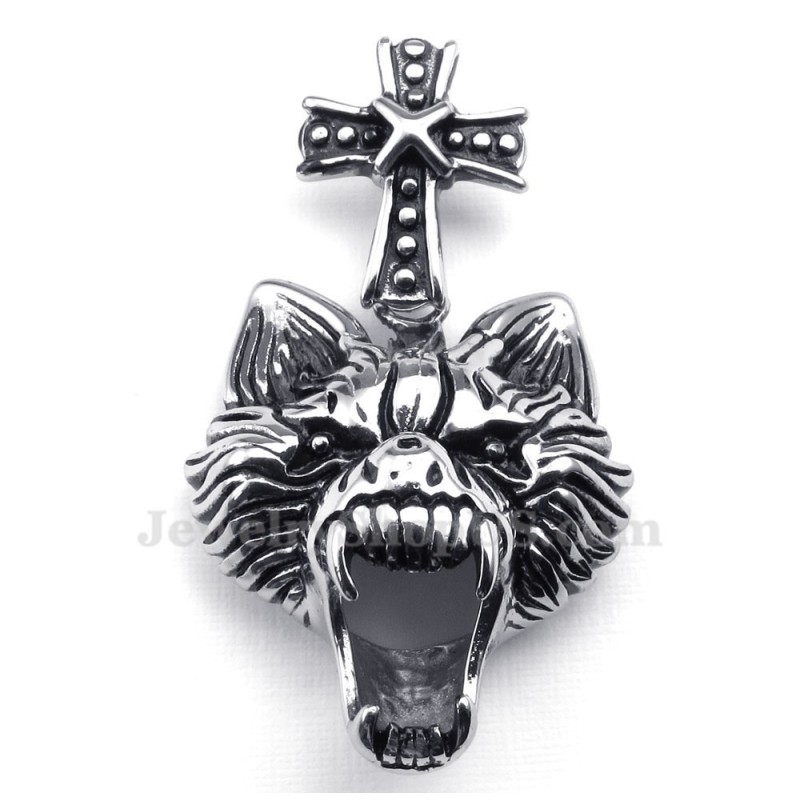 Collana Con Ciondolo A Forma Di Testa Di Lupo In Titanio (Catena Libera) Collana Con Ciondolo A Forma Di Testa Di Lupo In Titanio (Catena Libera)