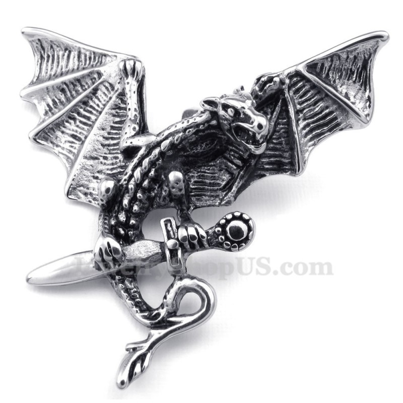 Collana Con Ciondolo Pterosauro In Titanio Di Alta Qualità (Catena Gratuita) Collana Con Ciondolo Pterosauro In Titanio Di Alta Qualità (Catena Gratuita)