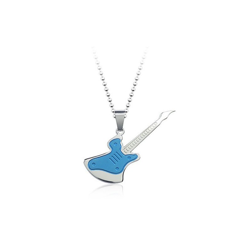 Ciondolo In Titanio Con Chitarra Blu Alla Moda - Catena Gratuita Ciondolo In Titanio Con Chitarra Blu Alla Moda - Catena Gratuita