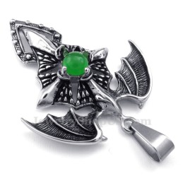Collana Con Ciondolo A Forma Di Pterosauro In Titanio Con Perline Verdi (Catena Libera)