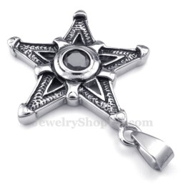 Collana Con Ciondolo A Forma Di Stella Portafortuna In Titanio E Zircone Nero (Catena Libera)