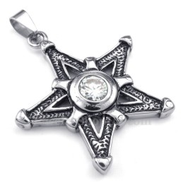 Collana Con Ciondolo A Forma Di Stella Portafortuna In Titanio E Zircone Bianco (Catena Libera)