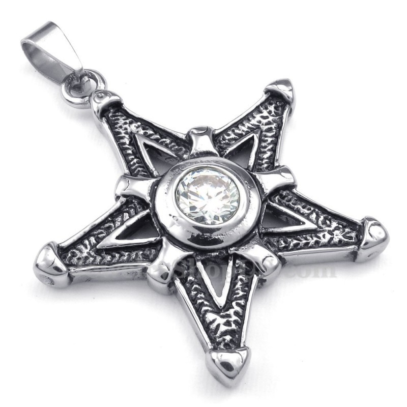 Collana Con Ciondolo A Forma Di Stella Portafortuna In Titanio E Zircone Bianco (Catena Libera) Collana Con Ciondolo A Forma Di Stella Portafortuna In Titanio E Zircone Bianco (Catena Libera)