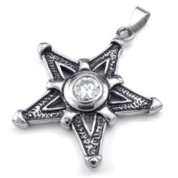 Collana Con Ciondolo A Forma Di Stella Portafortuna In Titanio E Zircone Bianco (Catena Libera)