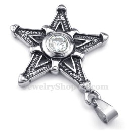 Collana Con Ciondolo A Forma Di Stella Portafortuna In Titanio E Zircone Bianco (Catena Libera)
