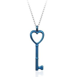 Ciondolo In Titanio Con Chiave A Forma Di Cuore - Catena Gratuita