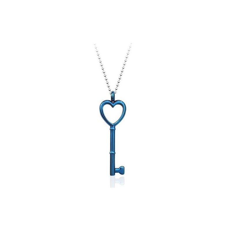 Ciondolo In Titanio Con Chiave A Forma Di Cuore - Catena Gratuita Ciondolo In Titanio Con Chiave A Forma Di Cuore - Catena Gratuita