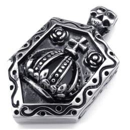 Collana Con Ciondolo A Corona Imperiale In Titanio (Catena Libera)