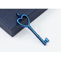 Ciondolo In Titanio Con Chiave A Forma Di Cuore - Catena Gratuita