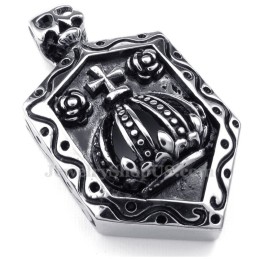 Collana Con Ciondolo A Corona Imperiale In Titanio (Catena Libera)