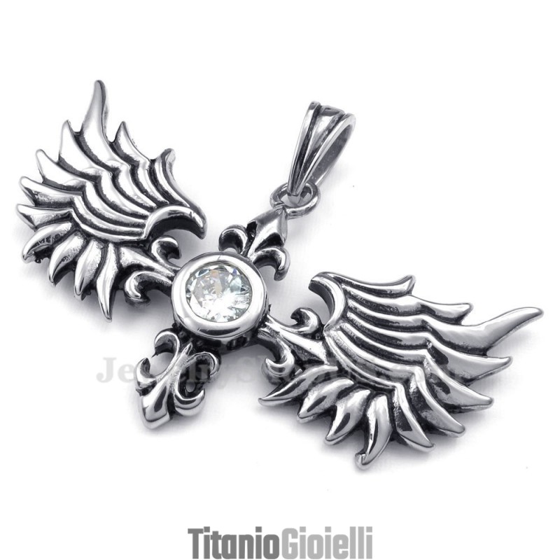 Collana Con Ciondolo Ali In Titanio (Catena Gratuita)
