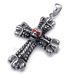Collana Con Ciondolo A Croce In Titanio Decorato Con Teschio (Catena Gratuita)