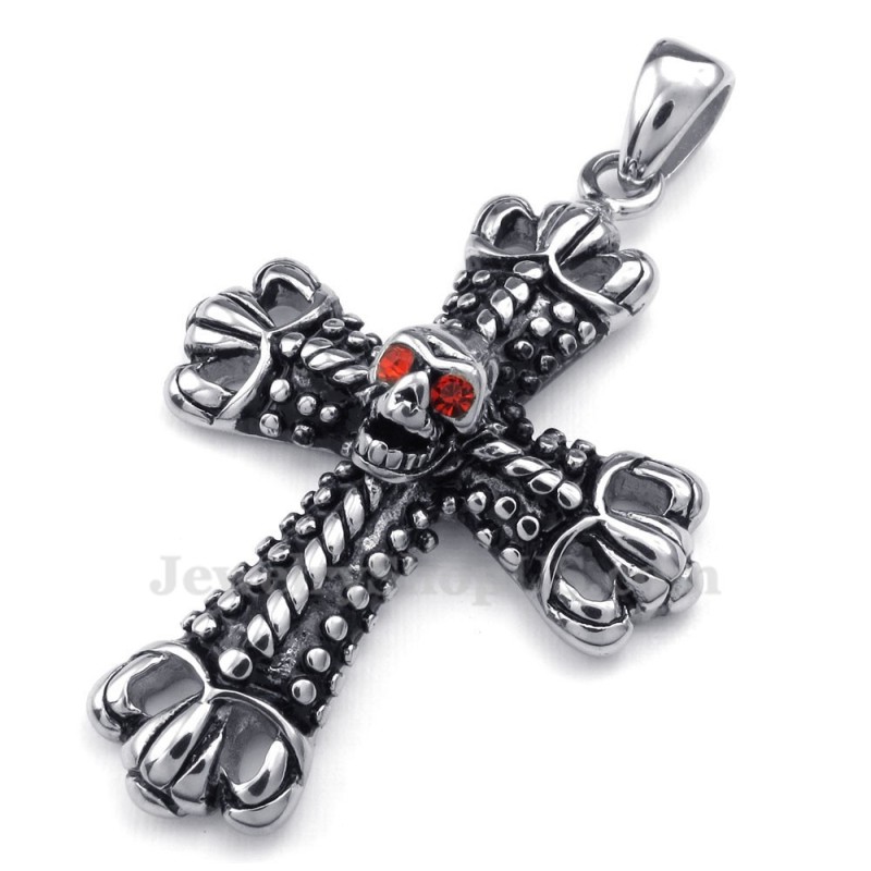 Collana Con Ciondolo A Croce In Titanio Decorato Con Teschio (Catena Gratuita) Collana Con Ciondolo A Croce In Titanio Decorato Con Teschio (Catena Gratuita)