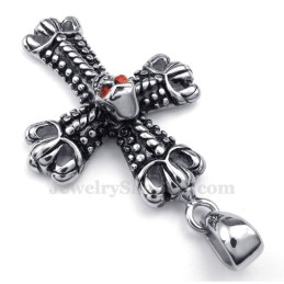 Collana Con Ciondolo A Croce In Titanio Decorato Con Teschio (Catena Gratuita)