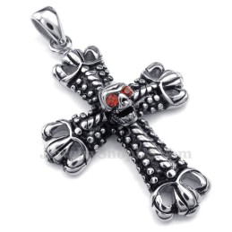 Collana Con Ciondolo A Croce In Titanio Decorato Con Teschio (Catena Gratuita)