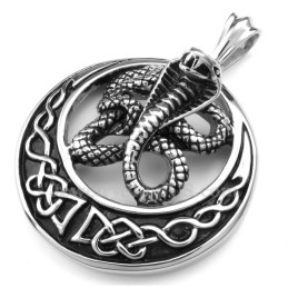 Collana Con Ciondolo A Forma Di Cobra In Titanio (Catena Libera)