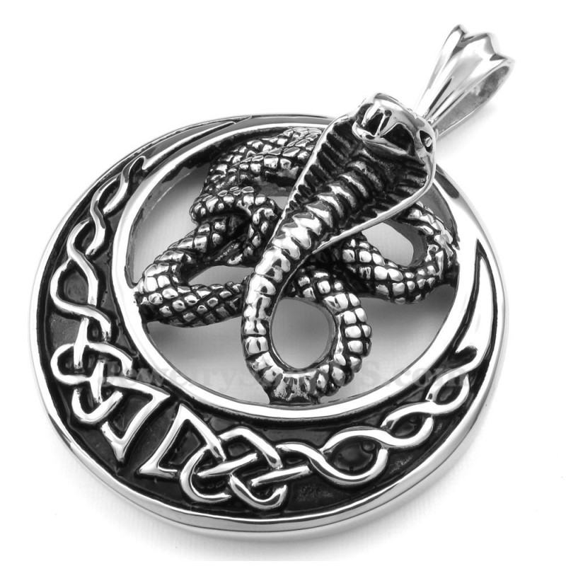 Collana Con Ciondolo A Forma Di Cobra In Titanio (Catena Libera) Collana Con Ciondolo A Forma Di Cobra In Titanio (Catena Libera)