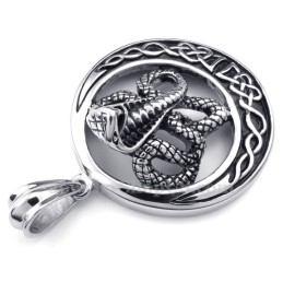 Collana Con Ciondolo A Forma Di Cobra In Titanio (Catena Libera)