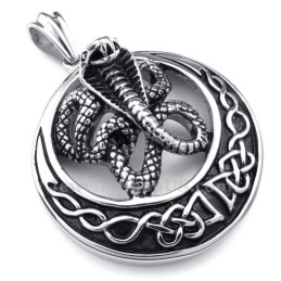 Collana Con Ciondolo A Forma Di Cobra In Titanio (Catena Libera)
