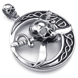 Collana Con Ciondolo Teschio Pirata In Titanio (Catena Libera)