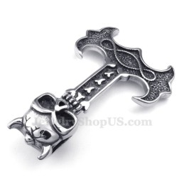 Collana Con Ciondolo A Forma Di Martello Di Thor In Titanio (Catena Libera)